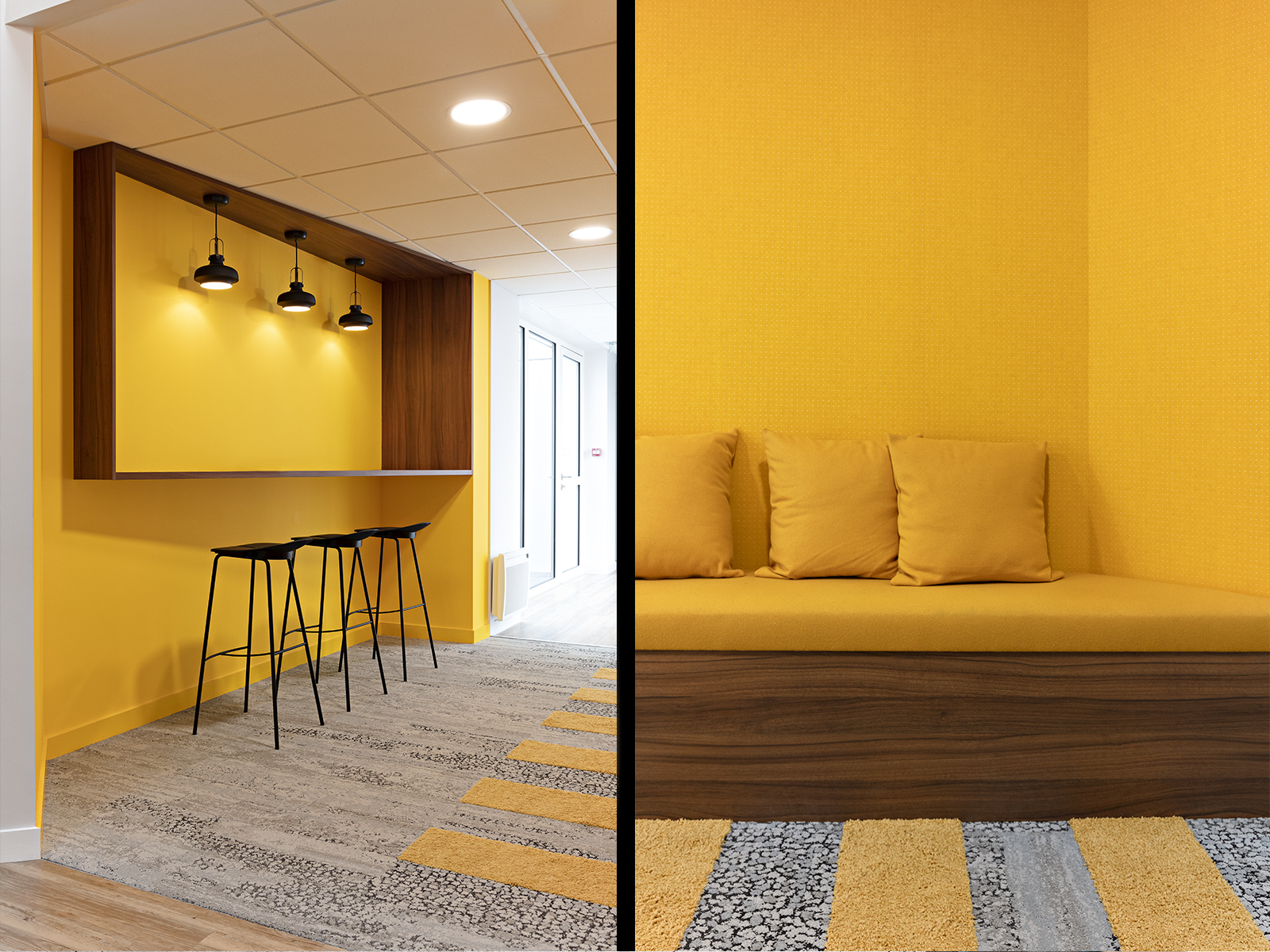 Décoration d'intérieur et conception sur mesure des agencements des espaces détente de l'entreprise MG2MIX Nantes