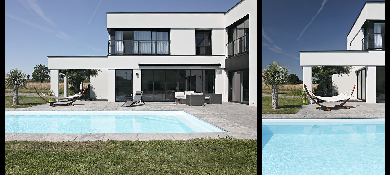 Photographie architecture d'une construction neuve avec piscine pour Herber Maitre Oeuvre par Gwenaelle Hoyet