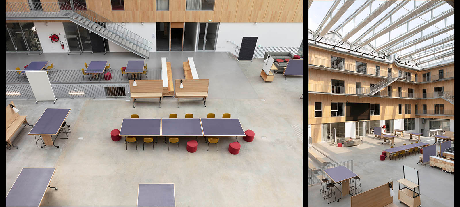 Gwenaelle Hoyet, photographe en architecture de l'espace agora de L'Ecole de design nantes meublé par IDM